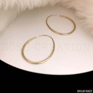<b>Gold</b> Plated Unique Oval Shape <b>Hoop</b> Earring Trendy Christian Jewelry SKU6922 - Product Image 2