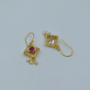 Pendientes colgantes de piedra de latón chapados en oro hechos a mano de última moda, Pendientes chapados en oro de piedra, joyería de moda para mujer, pendientes para mujer - Product Image 3