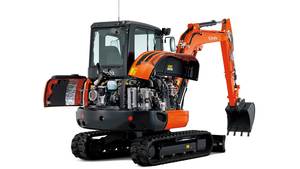 รถขุดไฮดรอลิกแบบตีนตะขาบขนาดเล็ก Kubota KX042-4 น้ำหนัก 4.2 ตัน พร้อมห้องโดยสารปิด ระบบ Eco Plus ปั๊มหลัก มอเตอร์ - Product Image 3