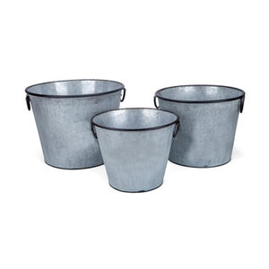 Jardinière de forme ronde en fer en métal de décoration de jardin de luxe pour décor de jardin ENSEMBLE de 2 jardinières galvanisées décoratives au design en relief - Product Image 4