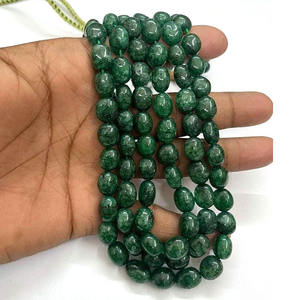 Beryl émeraude lisse pépite perles collier 3 couches fait à la main pierre précieuse perles déclaration Boho perles de pierre naturelle collier épais - Product Image 5