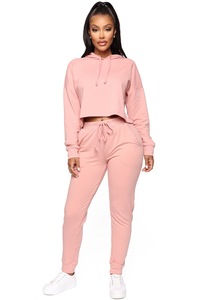 OEM Custom Logo Solid Distressed Patch Embroidery Zip Hoodie Tracksuits Loose Sweatpants Sexy WomanTrack Suit <b>Jogger</b> <b>Set</b> - Product Image 3
