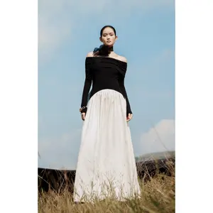 Sexy Design Eco-friendly Fabric 70% Tencel 30% Wool Elegant Long Sleeve Dresses Women DEMPSEY DRESS WHITEANT Vietnam