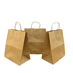 Sac en papier kraft brun durable et réutilisable en gros avec poignée torsadée sac à provisions vierge 25x12x31 cm - Product Image 4