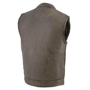 Offre Spéciale hommes réversible en cuir Biker gilet automne respirant tissu de laine haute qualité moto vêtements d'extérieur - Product Image 4