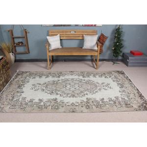 Vintage Area Rug, 4.5x8.6 ft Turkish Rug, <b>Brown</b> Abstract <b>Wool</b> Rug - Product Image 2