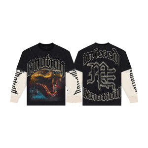 T-shirt à double couche surdimensionné personnalisé, impression sérigraphique, vintage, délavé, à manches longues, double couche, délavé à l'acide - Product Image 4