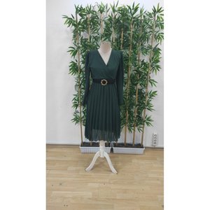 ชุดเดรสยาวปานกลางแบบคอปกคู่ รุ่น Kadin sifon Kumas Astali Klos Kesim Kruvaze Yaka Midi Boy Elbise, 25583 - Zumrut - Product Image 5
