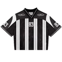 Camisetas deportivas de media manga Y2K para hombre, camiseta de fútbol americano, camisetas gráficas con número de rayas y cuello en V de malla transpirable, 2025