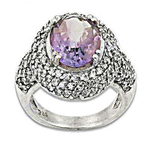 Anillo de Amatista Chapado en Oro Rosa para Mujer, Joyería de Compromiso (Gemas Naturales con Incrustaciones de Acero Inoxidable) - Product Image 1