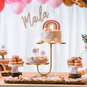 Support à gâteau moderne en métal doré à 2 niveaux, présentoir à cupcakes rond de luxe pour mariage, fête d'anniversaire, dessert et cadeaux - Product Image 4