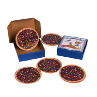 Sachet en Mylar imprimé numériquement en forme de pizza au chocolat, 3,5 g, finition mate, saveur chocolat, emballage de forme unique avec boîte