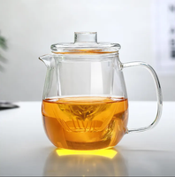 Théière en verre borosilicaté avec filtre Théière en verre chauffante ménagère transparente avec couvercle à poignée