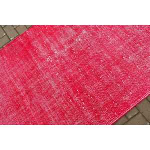 Vintage Area Rug 3.8x6.4 ft, <b>Red</b> Camouflage Turkish <b>Wool</b> Rug - Product Image 5