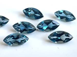 Topacio azul de Londres Natural corte Marquesa 4x8mm facetado-suelto Topacio Azul de Londres corte Marquesa piedra preciosa de calidad superior - Product Image 5