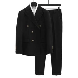 ชุดเดรสกระดุมสองแถวเข้ารูปสำหรับผู้ชายชุดปาร์ตี้เวทีสองชิ้นผ้าวูลสไตล์อังกฤษสำหรับฤดูใบไม้ผลิฤดูใบไม้ร่วง - Product Image 6