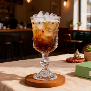 แก้วไวน์แดงลายจุดสไตล์วินเทจยุโรป แก้วไวน์เพ้นท์ลายคุณภาพสูง แก้วบรั่นดีแชมเปญวินเทจ - Product Image 1