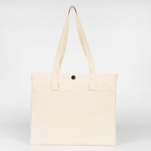 Canvas LUX Tote <b>Bag</b> 10 oz Cotton <b>Medium</b> Size 18 16 4 Inches Snap Button Front Pockets Screen Letter Pattern for Advertising - Product Image 2