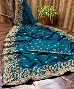 Banarasi-ropa de fiesta saree con blusa de diseñador, material de bollwood, indio, con blusa, color rosa - Product Image 3