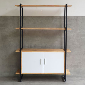 ชั้นวางของตกแต่งพร้อมตู้ไม้ยางพาราแท้และโครงเหล็ก ขนาด 100x30x140 ซม. รุ่น KS68173 - Product Image 4