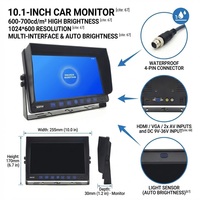   VGA AV 10.1 inç Monitör | 800nit Güneş Işığında Okunabilir | 4 Pinli Havacılık Fişi | Kauçuk Boya Kaplaması | RV Otobüs Kamyonu için 1080P Giriş 12-36V