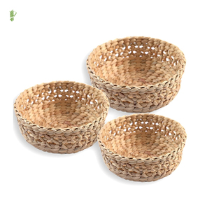 Panier en jacinthe d'eau séchée tendance, pot tissé, paniers de rangement ronds, bols, produits écologiques, produit unique 2023 à vendre en ligne - Product Image 1