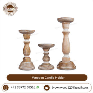 Proveedor líder Diseño personalizado Mango Madera Portavelas Ser de 3 Boda Decorativo Madera Hecho a mano Portavelas Soporte Set - Product Image 2