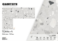 Azulejos de Cerámica Esmaltada de Porcelana de 600x600mm, Estilo Terrazzo, Acabado Mate Rústico Terra 9, Calidad Premium, 60x60cm, para Interiores/Exteriores, Resistentes al Fuego