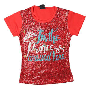 Camiseta con lentejuelas para niñas - Roja - Product Image 1