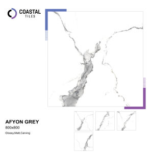 Carreaux de porcelaine gris AFYON 800x800mm 32X32 de qualité supérieure, finition brillante, brillante, mate, polie - Product Image 1