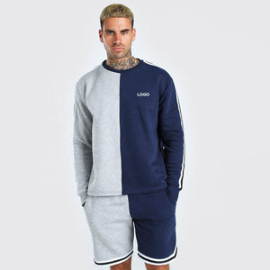 ชุดกางเกงขาสั้นแบบสวมหัวมีฮู้ดแบบสวมหัวผ้าคอตตอนผ้าฟลีซสองสีสำหรับผู้ชายเสื้อผ้ากีฬาฤดูหนาวสีพื้นโลโก้แนวสตรีทสำหรับฤดูร้อนงานตามสั่ง - Product Image 3