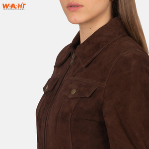 Premium femmes véritable daim Bomber veste décontracté hiver vêtements d'extérieur Smart Street Style chaud Slim Fit doux toucher solide uni teint - Product Image 4