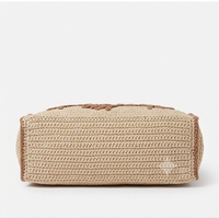 Sac bandoulière léger en paille tressée pour femme, style bohème géométrique vintage, avec poignée en bambou, collection ANA Madagascar