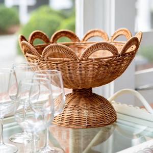 Cuenco de ratán con borde de concha marina con soporte Decoración de presentación de comida natural Productos vietnamitas al por mayor ecológicos - Product Image 5