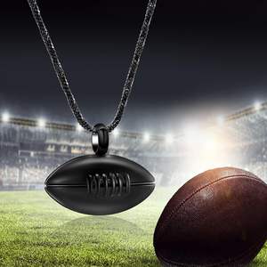 Bijoux de crémation noirs Collier d'urne commémorative de football pour porte-cendres Urne souvenir de cendres en acier inoxydable pour frère petit ami - Product Image 6