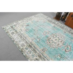 Tapis turc vintage, grand tapis de 6,2 x 9,6 pi (190 x 294 cm), tapis en laine bleu à motifs floraux - Product Image 5