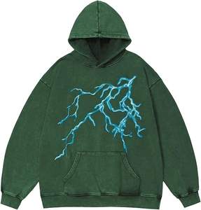 Sweat à capuche pour homme, 100% coton, lavage à l'acide, design personnalisé, style streetwear oversize, hiver, impression unie, logo brodé personnalisé - Product Image 1