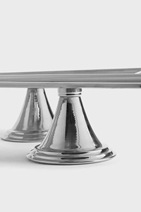 Bandeja de pedestal rectangular larga de primera calidad con acabado dorado, adecuada para servir postres y decorar mesas, procedente de la India. - Product Image 6