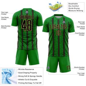 100% Polyester Mesh Authentic <b>Green</b> <b>Black</b> Color Breathable Quick Dry Soccer Club Soccer Wear Soccer Jersey Uniforms For Unisex - Product Image 2