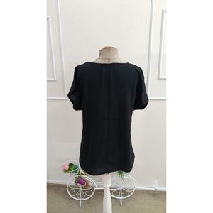 Blusa de manga corta con cuello en V para mujer, 34511 - Negro - Product Image 5