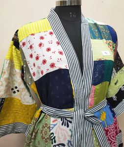 Indian Vintage Kimono Recycled Kimono Robe <b>Gift</b> For Indian Patchwork Kimono Robe Handmade Floral Ryan Kimono Nightwear Kimono - Product Image 3