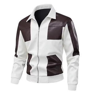 Chaqueta de Cuero para Hombre 2025, Nueva, de Alta Calidad, con Revestimiento de Piel de Oveja, Cómoda, Casual, Impermeable, con Capucha, Cuello Alto y Logotipo Frontal - Product Image 1