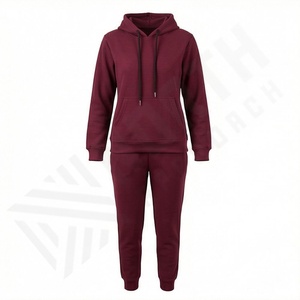 Ensemble de survêtement décontracté pour femme en coton 100 %, manches longues, respirant, avec fermeture éclair, deux pièces, couleur personnalisable - Product Image 1