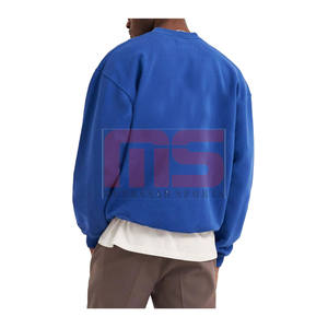 Cotton Blended Basics Oversized Sweatshirt Men <b>Thermal</b> <b>Fleece</b> Pullover Long Sleeve Plain Casual Streetwear For Winter - Product Image 5