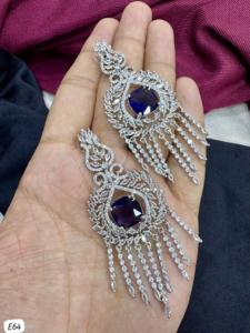 Conjunto de pendientes de joyería antigua de estilo elegante hermoso para fiesta de boda de diamante americano de diseñador polaco de plata antigua - Product Image 5