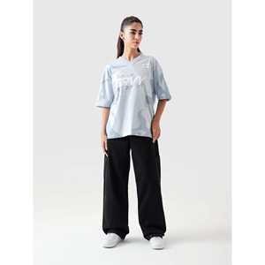 Tissu tricoté 100% coton bleu givré avec imprimé GRVY sur toute la surface et impression par transfert par sublimation - Product Image 4