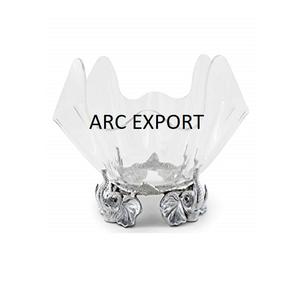 Bol à nourriture en métal et or en laiton blanc avec 2 poignées en forme de feuille design de vaisselle bols de service à soupe à prix abordable - Product Image 2