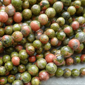 ลูกปัดอัญมณีหลวม unakite ธรรมชาติขนาด6มม. 8มม. 10มม. วัสดุทำด้วยมือจากสหราชอาณาจักร - Product Image 1