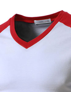 Nouveau Logo personnalisé impression col en V hommes T-Shirts 100% coton peigné tissu lettre motif séchage rapide respirant à manches courtes - Product Image 3