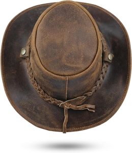 Cuir véritable pour hommes et femmes Chapeaux de cow-boy à la mode pour sports et voyages en plein air - Product Image 4